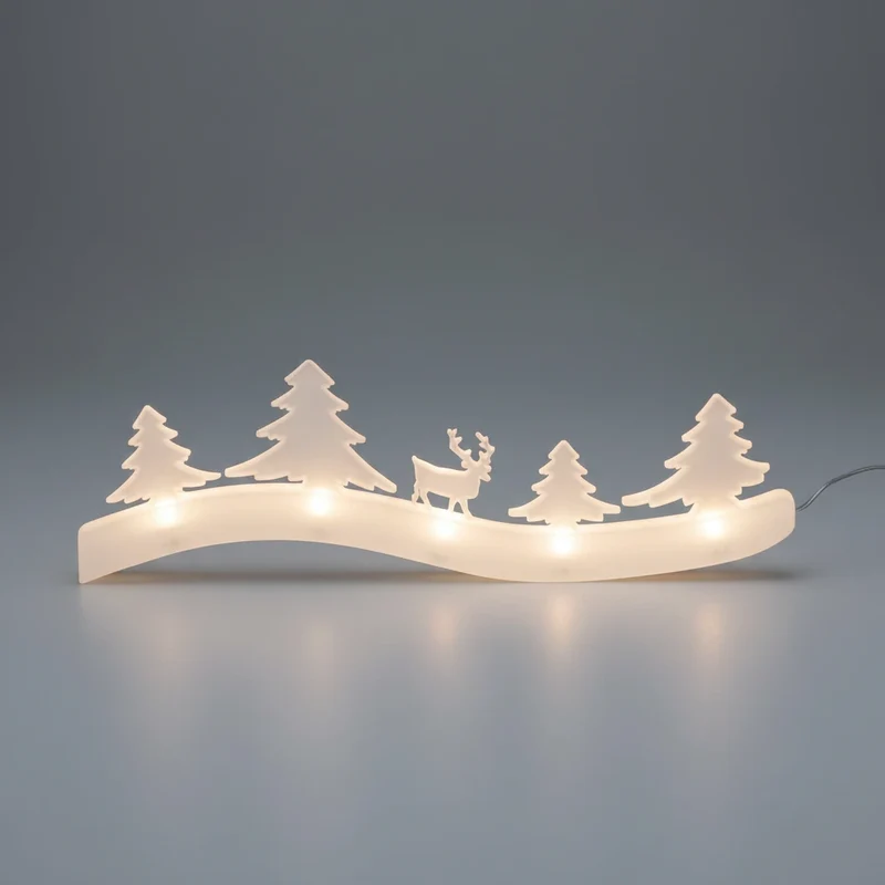Dekorative Weihnachtsbeleuchtung 4 Tannenbäume mit Rentier, 5x0,02 W LED inkl. Batterie