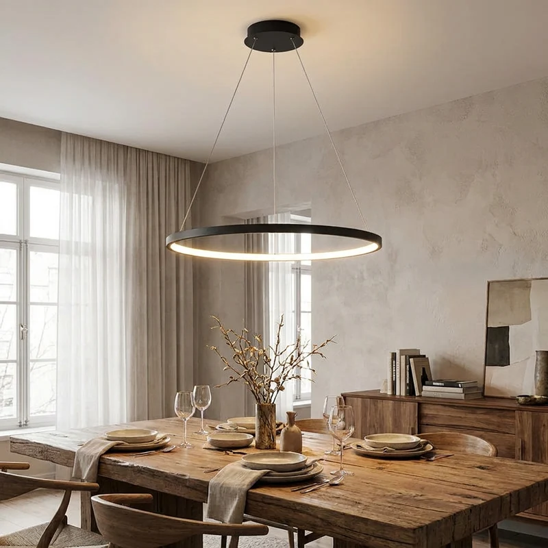 Minimalistisches Rundes LED Pendelleuchte für Wohnzimmer und Restaurants
