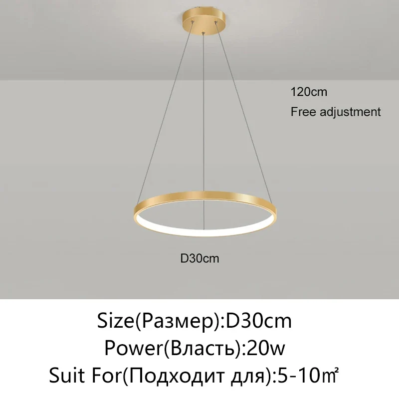 Minimalistisches Rundes LED Pendelleuchte für Wohnzimmer und Restaurants