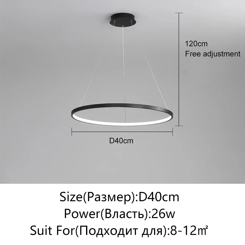 Minimalistisches Rundes LED Pendelleuchte für Wohnzimmer und Restaurants