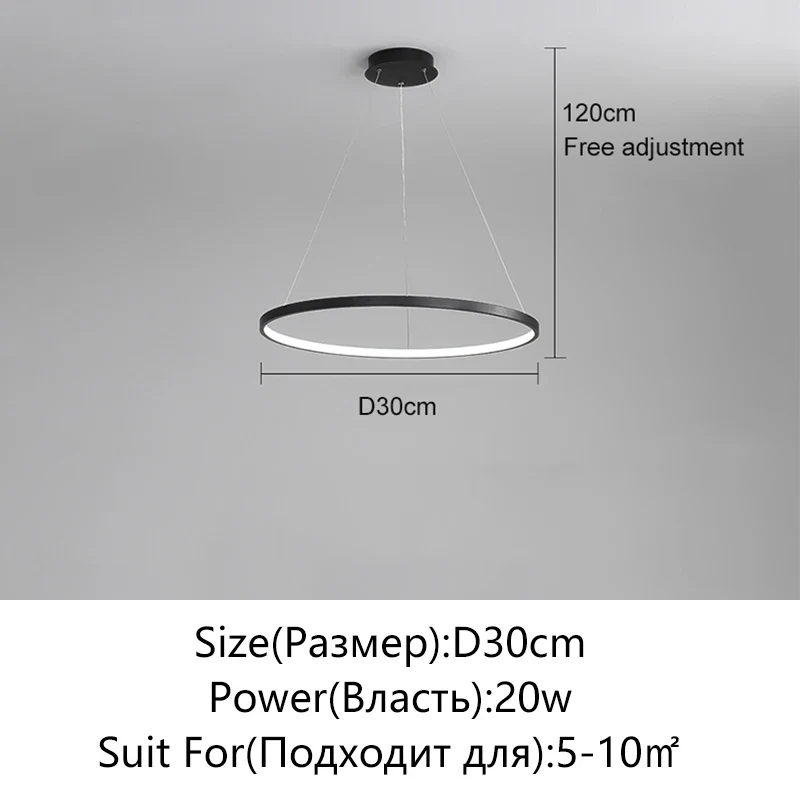 Minimalistisches Rundes LED Pendelleuchte für Wohnzimmer und Restaurants