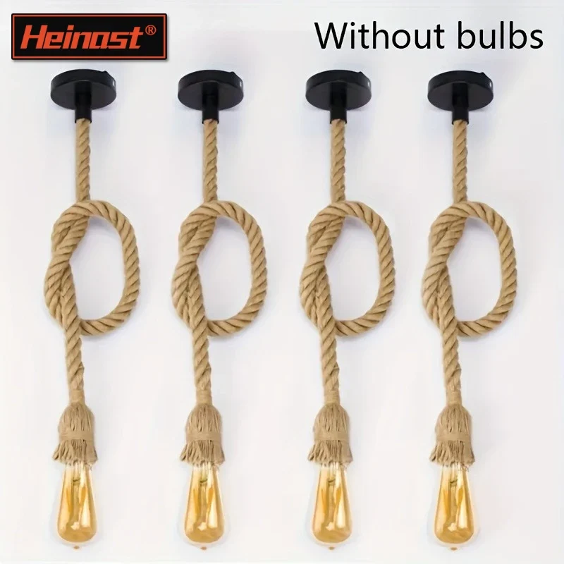 Vintage Hanfseil Pendelleuchte für Industrial Lofts und Bars