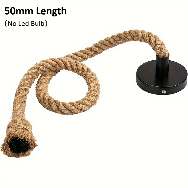 Vintage Hanfseil Pendelleuchte für Industrial Lofts und Bars