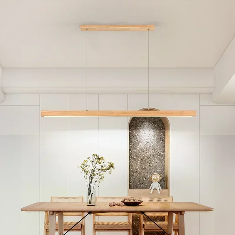 Moderne Lineare Holz LED Pendelleuchte für Esszimmer und Büro
