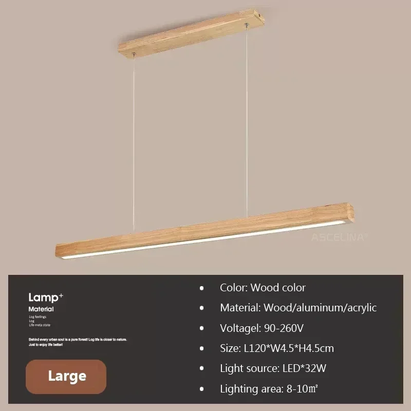 Moderne Lineare Holz LED Pendelleuchte für Esszimmer und Büro