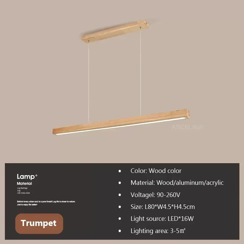 Moderne Lineare Holz LED Pendelleuchte für Esszimmer und Büro