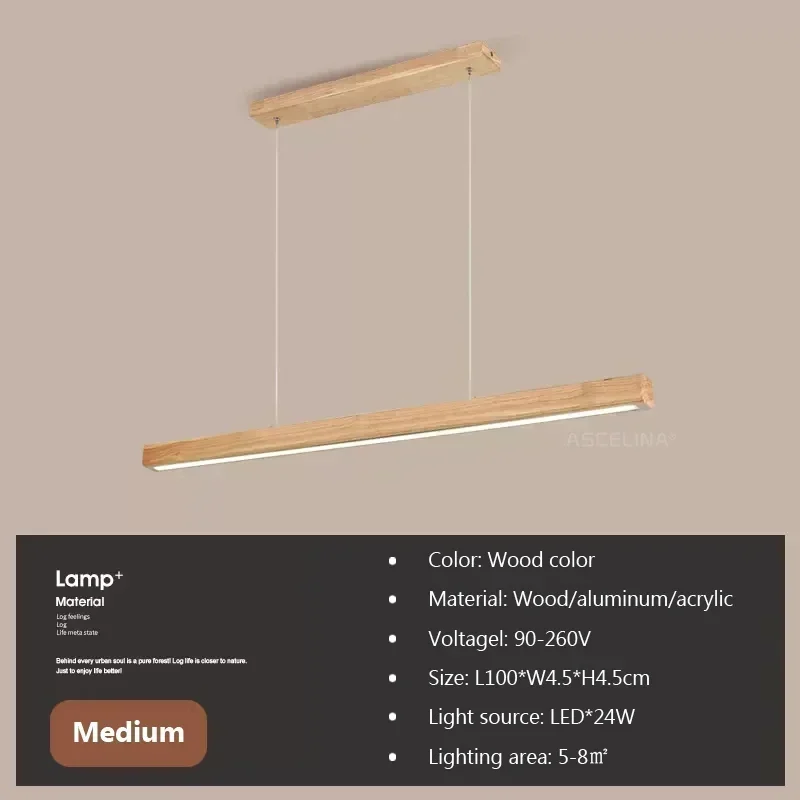 Moderne Lineare Holz LED Pendelleuchte für Esszimmer und Büro