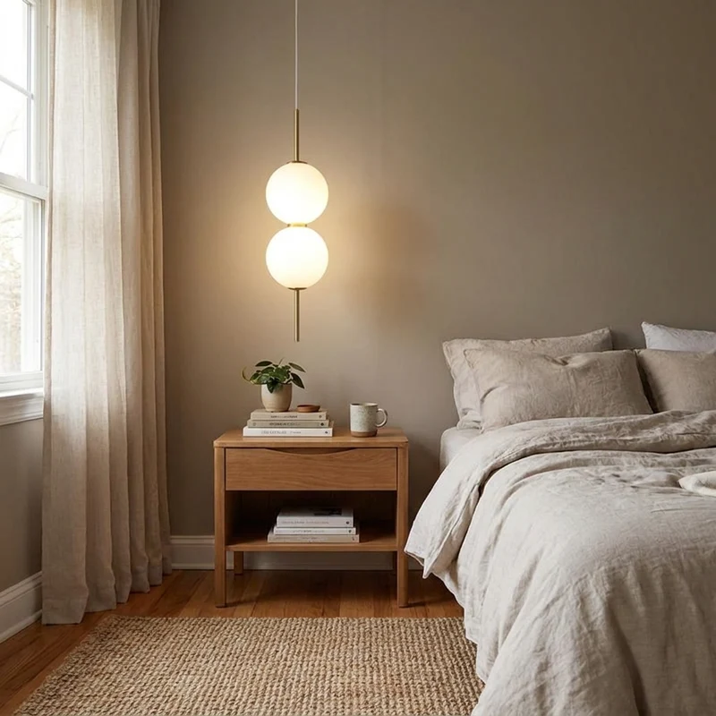 Moderne Glaskugel Pendelleuchte für Schlafzimmer und Eingangsbereich Deko