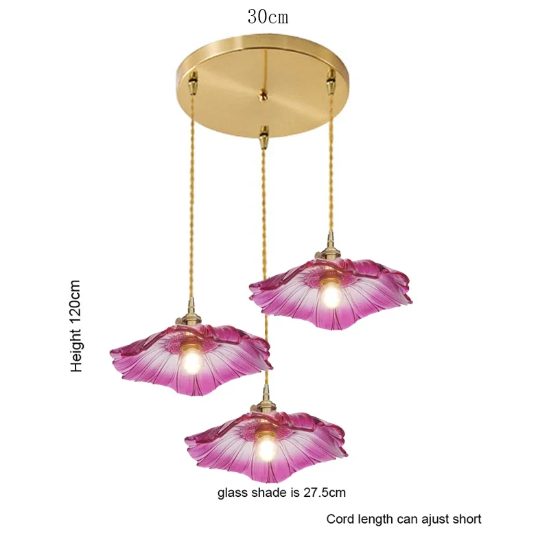Florales Glas Pendelleuchte Romantisch für Modernes Esszimmer und Café