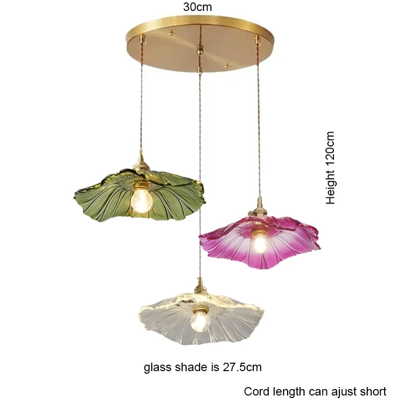 Florales Glas Pendelleuchte Romantisch für Modernes Esszimmer und Café