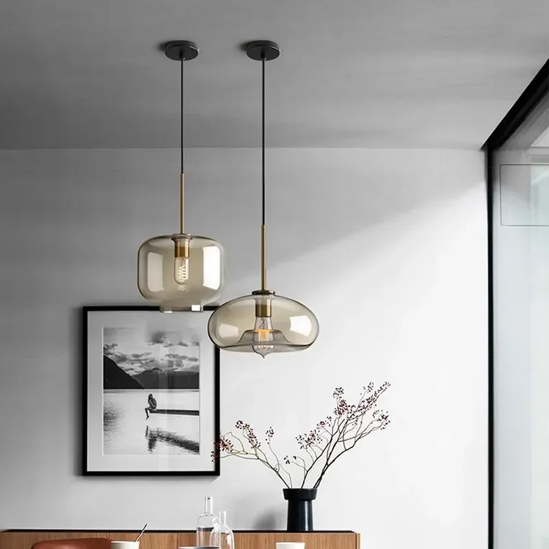 Nordischer Glas Pendelleuchte Kronleuchter Luftig für Modernes Esszimmer und Café