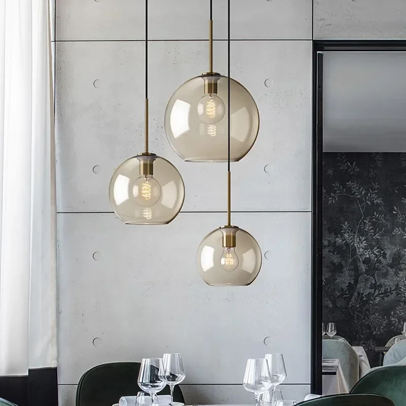 Nordischer Glas Pendelleuchte Kronleuchter Luftig für Modernes Esszimmer und Café