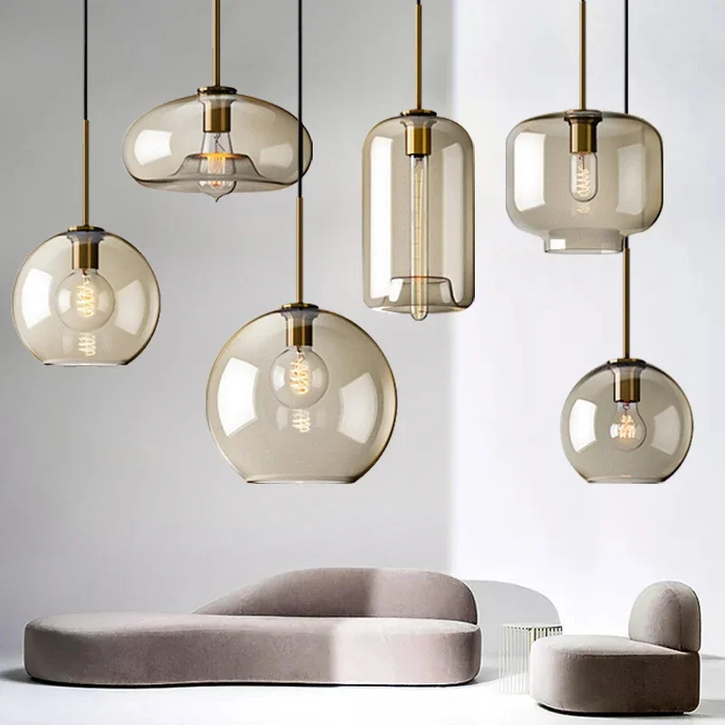 Nordischer Glas Pendelleuchte Kronleuchter Luftig für Modernes Esszimmer und Café