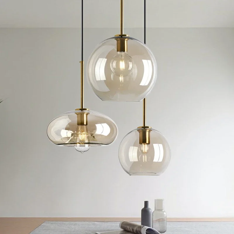 Nordischer Glas Pendelleuchte Kronleuchter Luftig für Modernes Esszimmer und Café