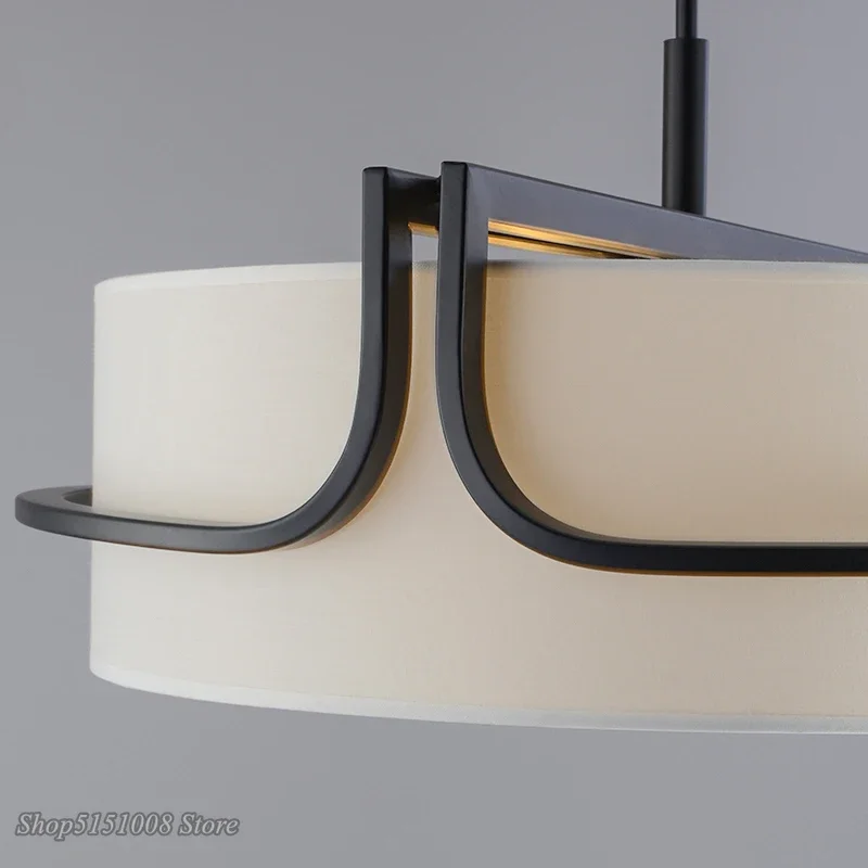 Moderne Stoff Trommel Pendelleuchte Elegant für Esszimmer und Schlafzimmer