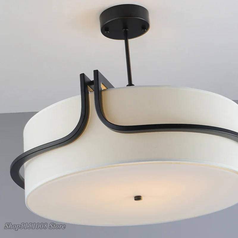 Moderne Stoff Trommel Pendelleuchte Elegant für Esszimmer und Schlafzimmer