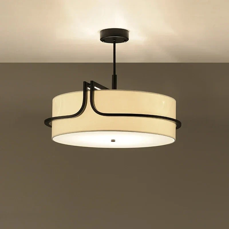 Moderne Stoff Trommel Pendelleuchte Elegant für Esszimmer und Schlafzimmer