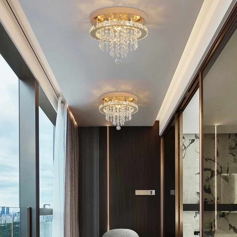 Luxus Gold Kristall Kronleuchter Glamourös für Modernes Wohnzimmer und Schlafzimmer