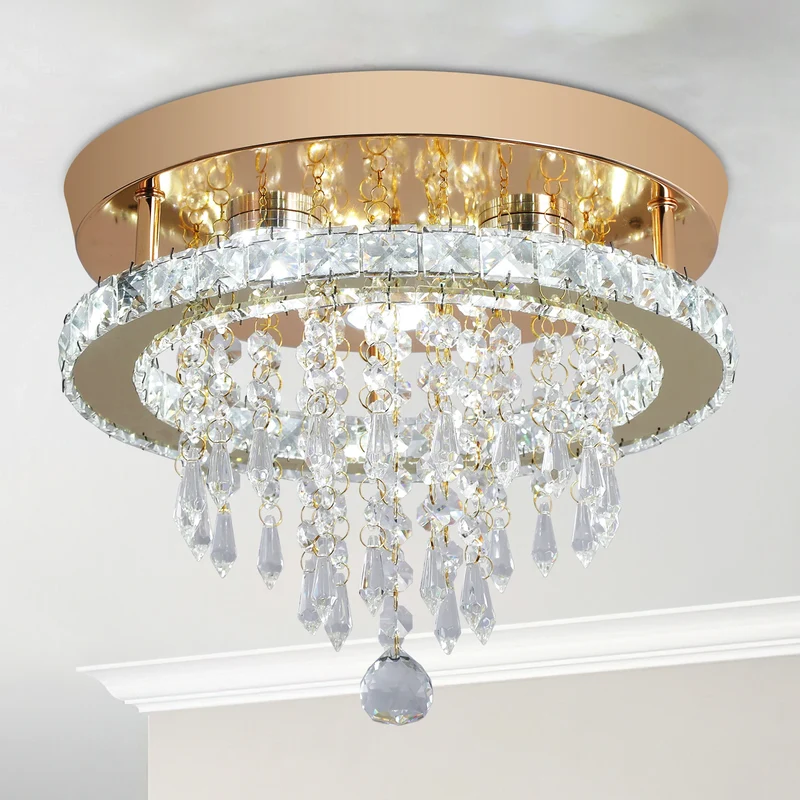Luxus Gold Kristall Kronleuchter Glamourös für Modernes Wohnzimmer und Schlafzimmer
