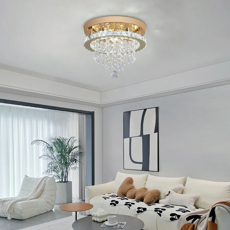 Luxus Gold Kristall Kronleuchter Glamourös für Modernes Wohnzimmer und Schlafzimmer