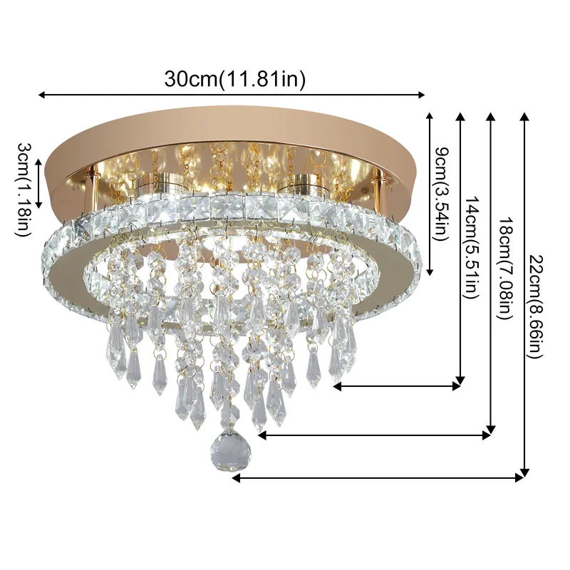 Luxus Gold Kristall Kronleuchter Glamourös für Modernes Wohnzimmer und Schlafzimmer