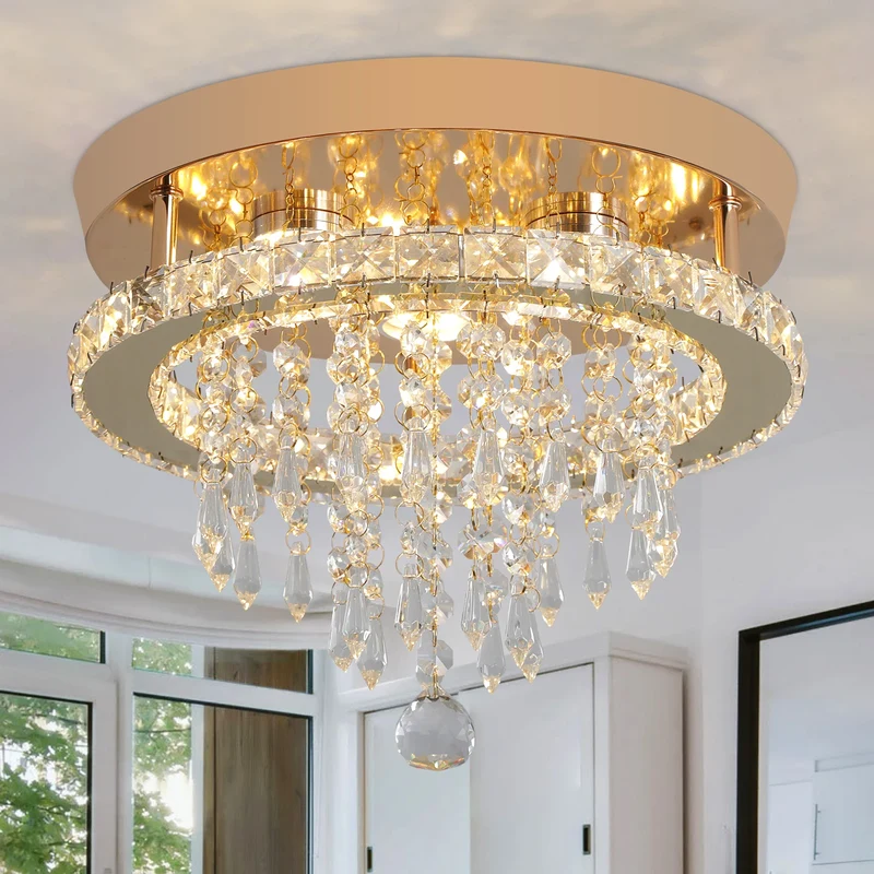Luxus Gold Kristall Kronleuchter Glamourös für Modernes Wohnzimmer und Schlafzimmer