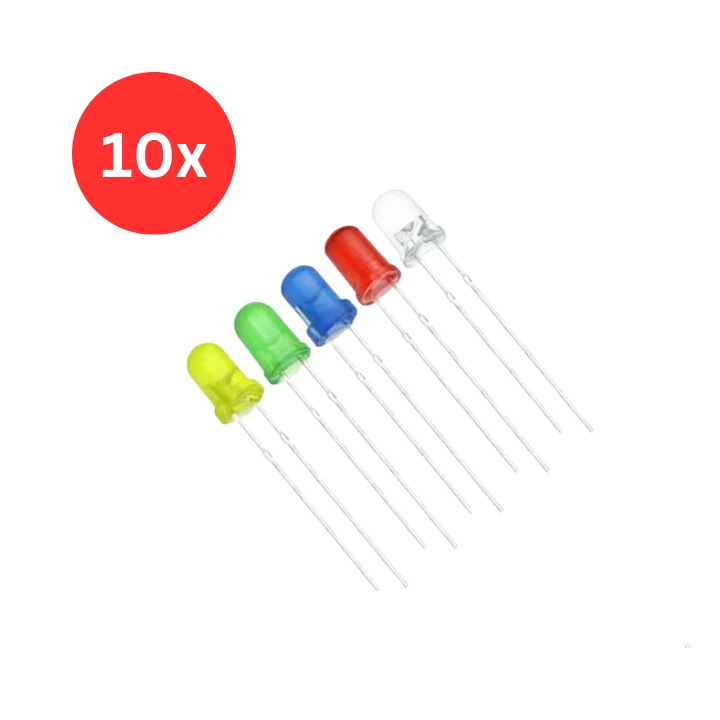 10x LED Dioden 3 mm Leuchtdioden Rund Rot Gelb Blau Grün Weiß