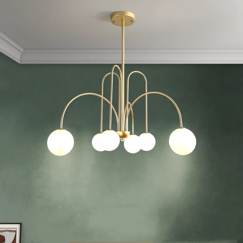 Nordischer Glas Kugel LED Kronleuchter für Modernes Esszimmer und Café Klar