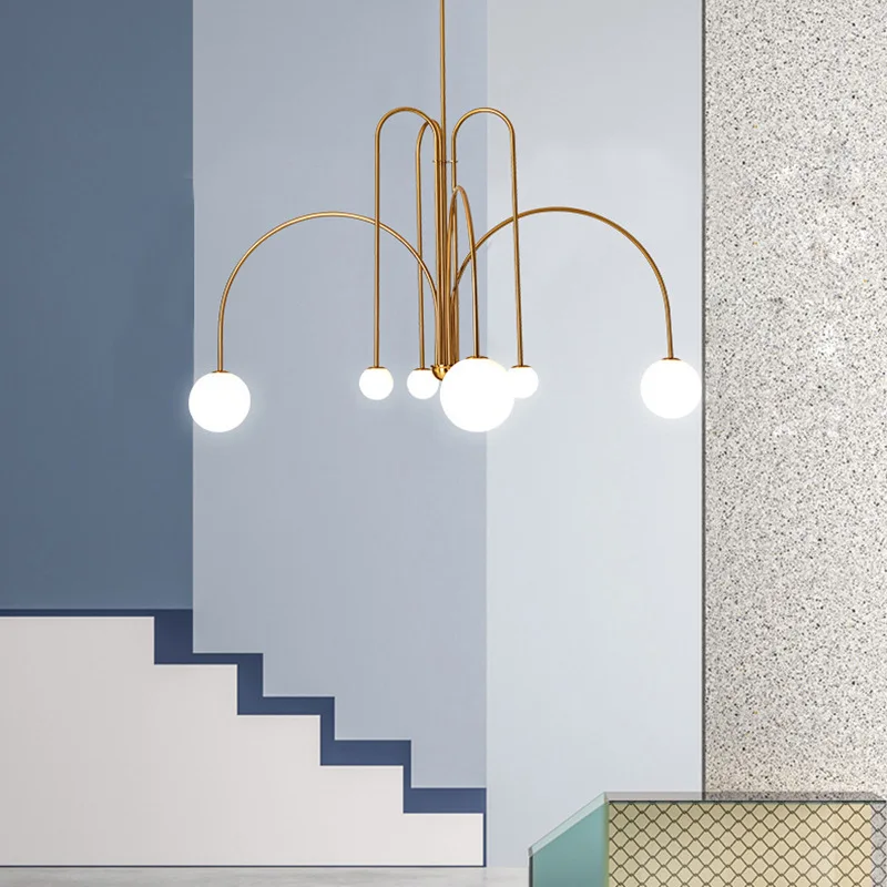 Nordischer Glas Kugel LED Kronleuchter für Modernes Esszimmer und Café Klar