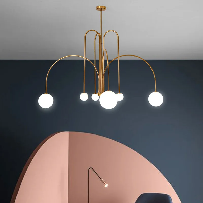 Nordischer Glas Kugel LED Kronleuchter für Modernes Esszimmer und Café Klar