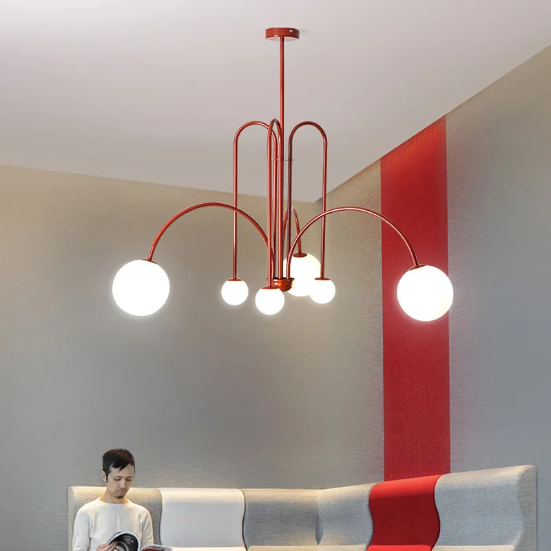 Nordischer Glas Kugel LED Kronleuchter für Modernes Esszimmer und Café Klar