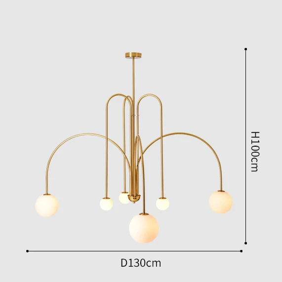 Nordischer Glas Kugel LED Kronleuchter für Modernes Esszimmer und Café Klar