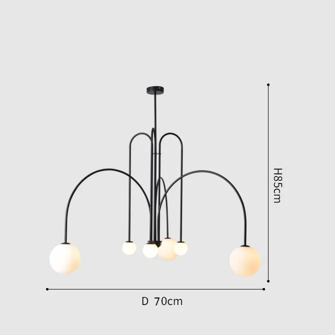 Nordischer Glas Kugel LED Kronleuchter für Modernes Esszimmer und Café Klar