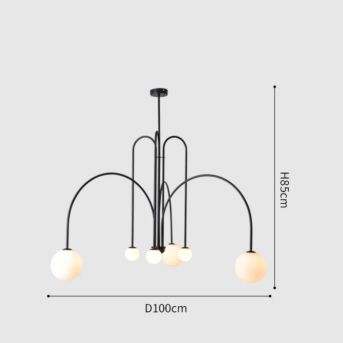 Nordischer Glas Kugel LED Kronleuchter für Modernes Esszimmer und Café Klar