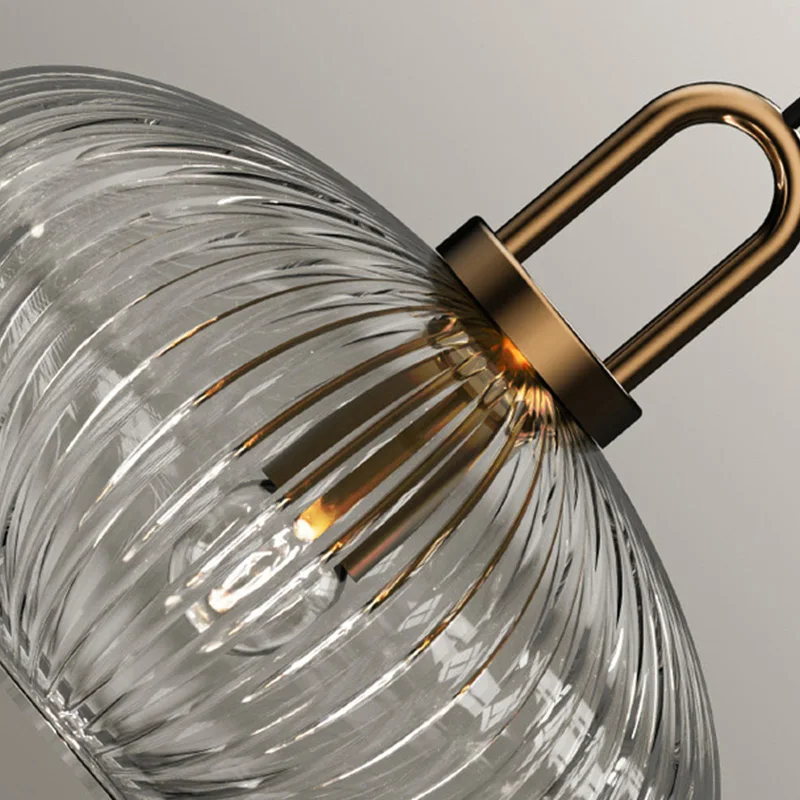 Moderne Gerippte Glas Pendelleuchte für Kücheninsel und Esszimmer
