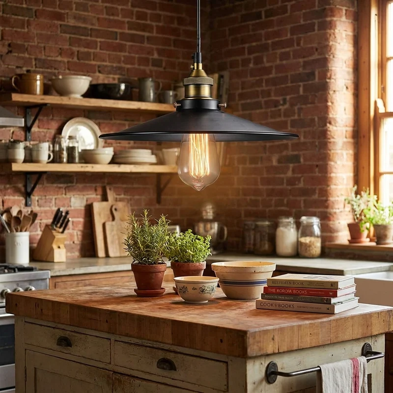 Industrielle Eisen Pendelleuchte Vintage für Café und Küche Retro Charakter
