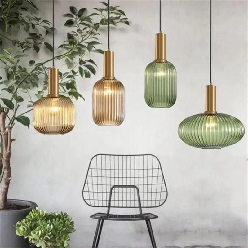 Bunte Retro Glas Pendelleuchte für Modernes Esszimmer und Café