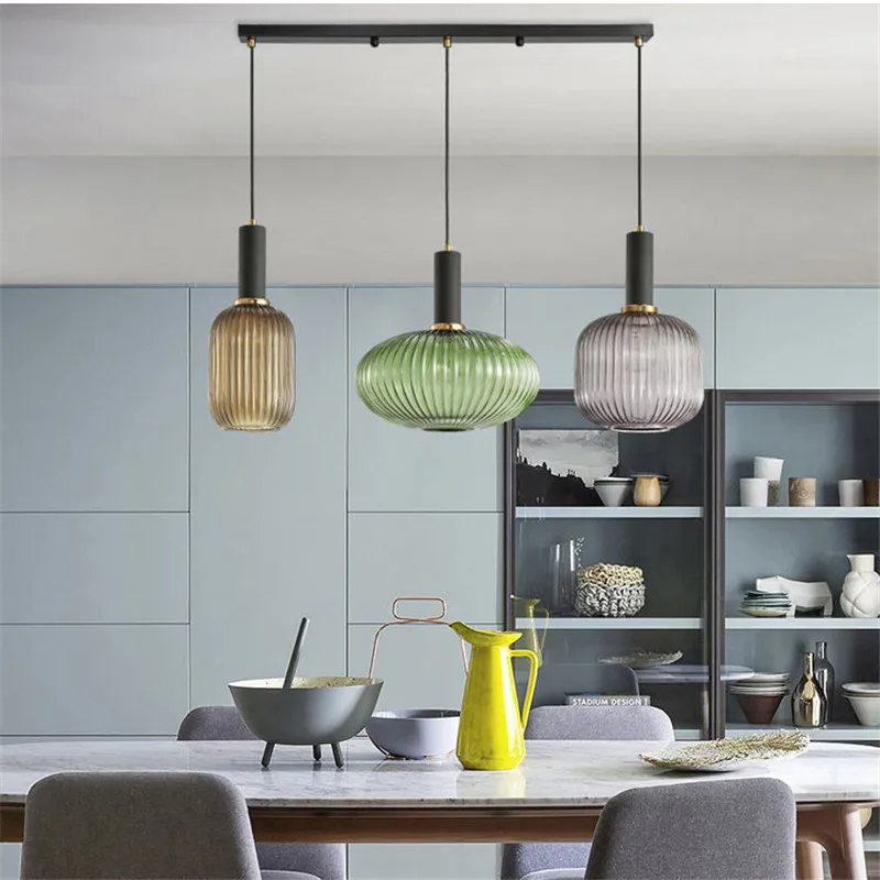 Bunte Retro Glas Pendelleuchte für Modernes Esszimmer und Café
