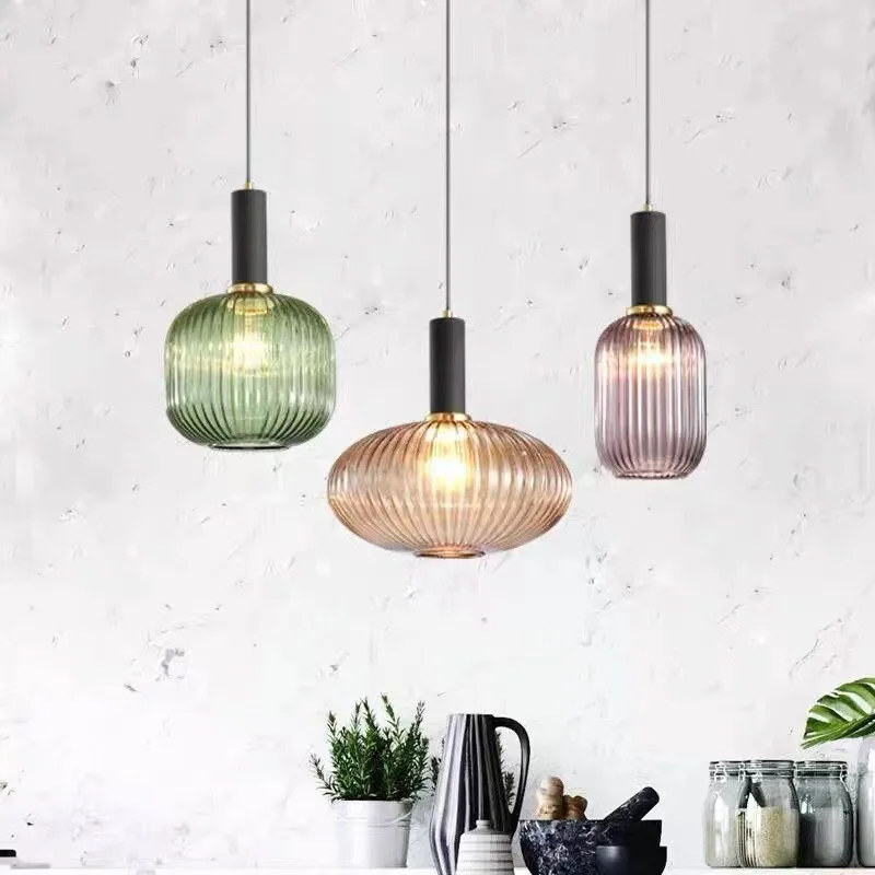Bunte Retro Glas Pendelleuchte für Modernes Esszimmer und Café