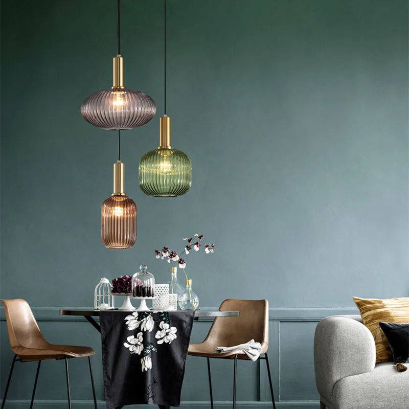 Bunte Retro Glas Pendelleuchte für Modernes Esszimmer und Café