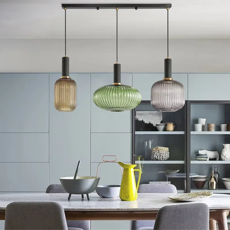 Bunte Retro Glas Pendelleuchte für Modernes Esszimmer und Café