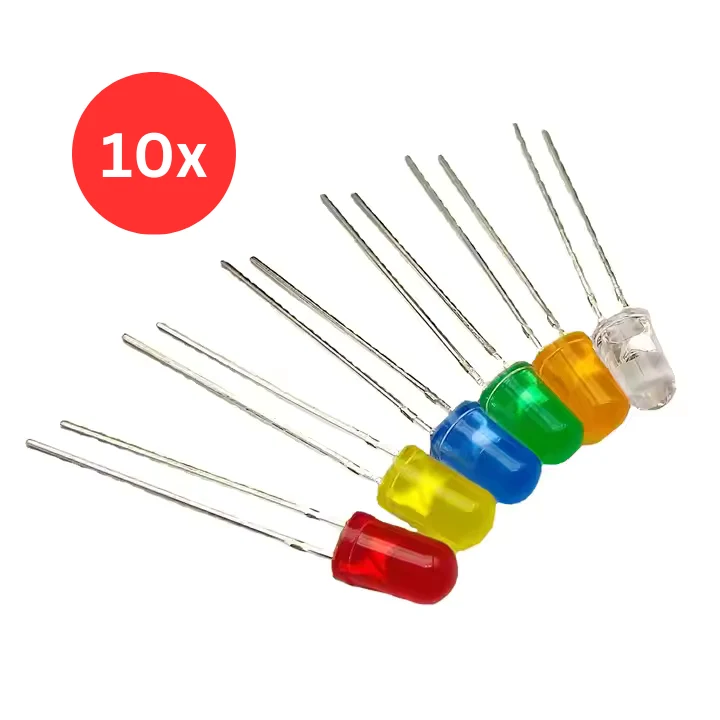 10x LED Dioden 5mm Leuchtdioden Rund Rot Gelb Blau Grün Weiß Orange