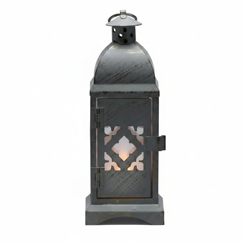 Klassische Tischlaterne Ornament 19 cm – Weiß-Gold – Teelichthalter Landhaus Weihnachten