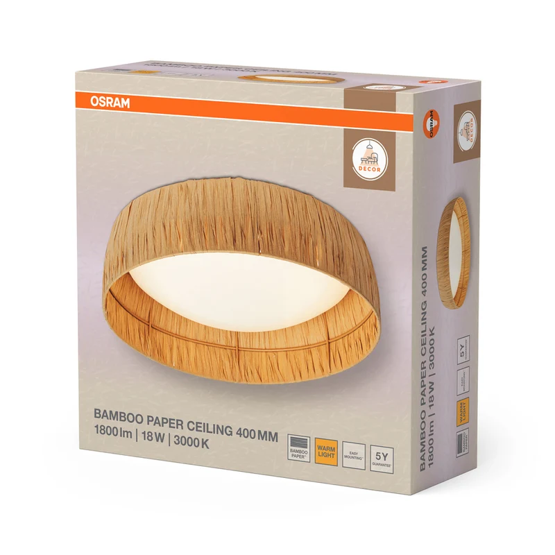 OSRAM DECOR Bamboo Paper Deckenleuchte Braun, 400mm, 18W