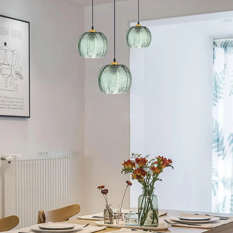 Nordische Glas Pendelleuchte mit Blattmuster für Esszimmer und Hotels