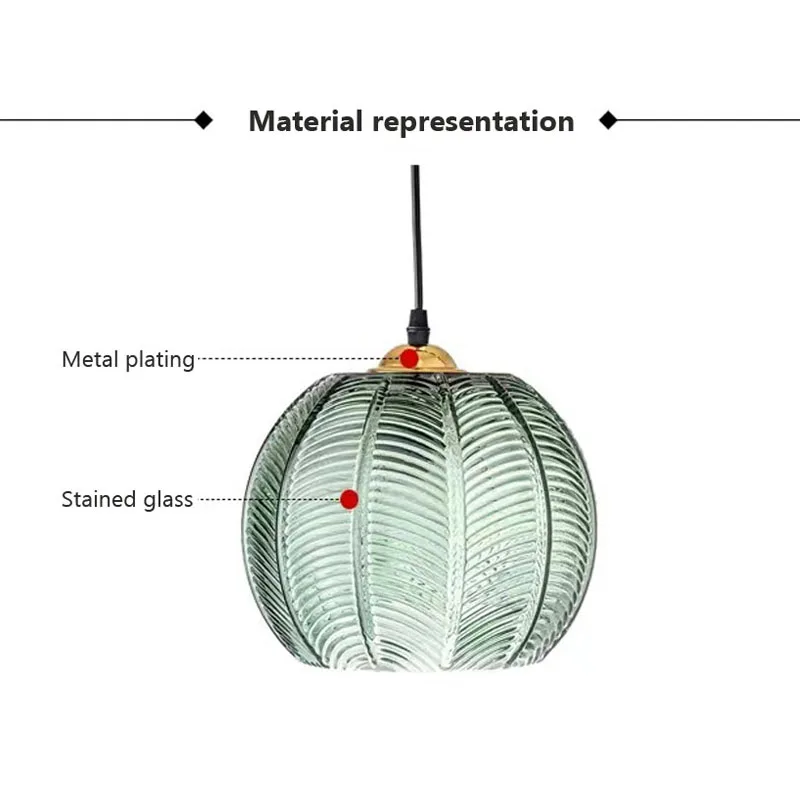 Nordische Glas Pendelleuchte mit Blattmuster für Esszimmer und Hotels