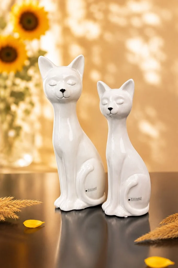 Deko Katze Felix creme-weiß