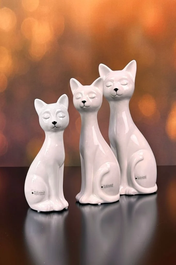 Deko Katze Felix creme-weiß