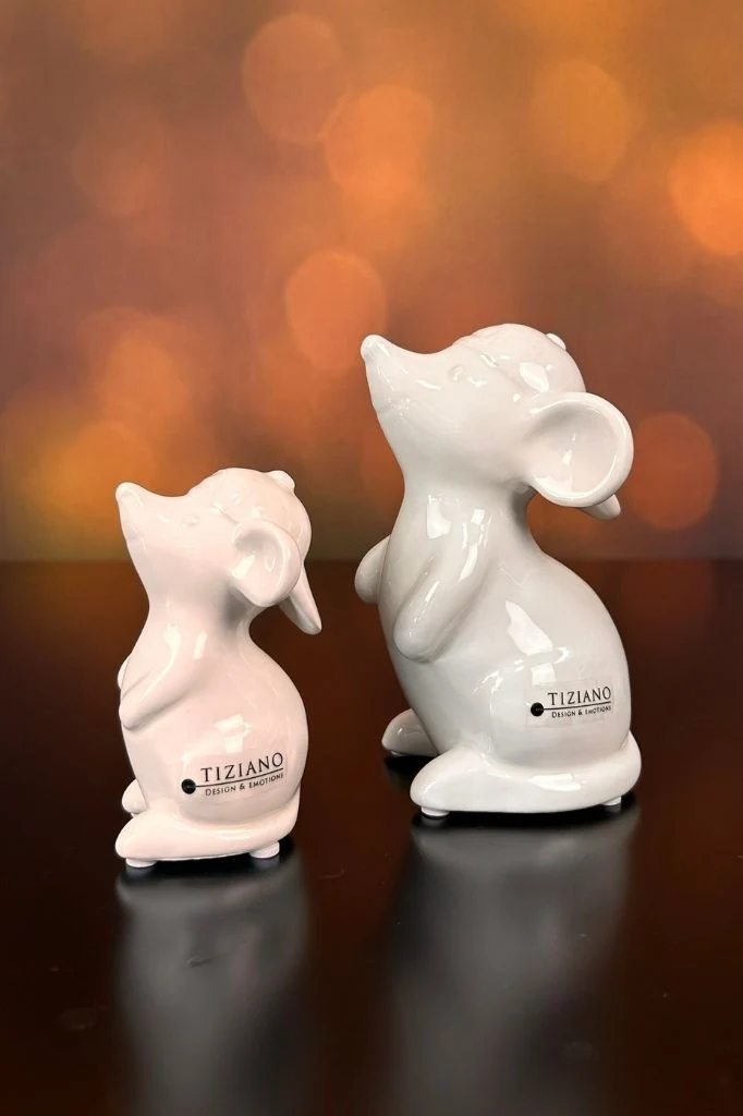 Deko Maus Topo mit Mütze creme-weiß