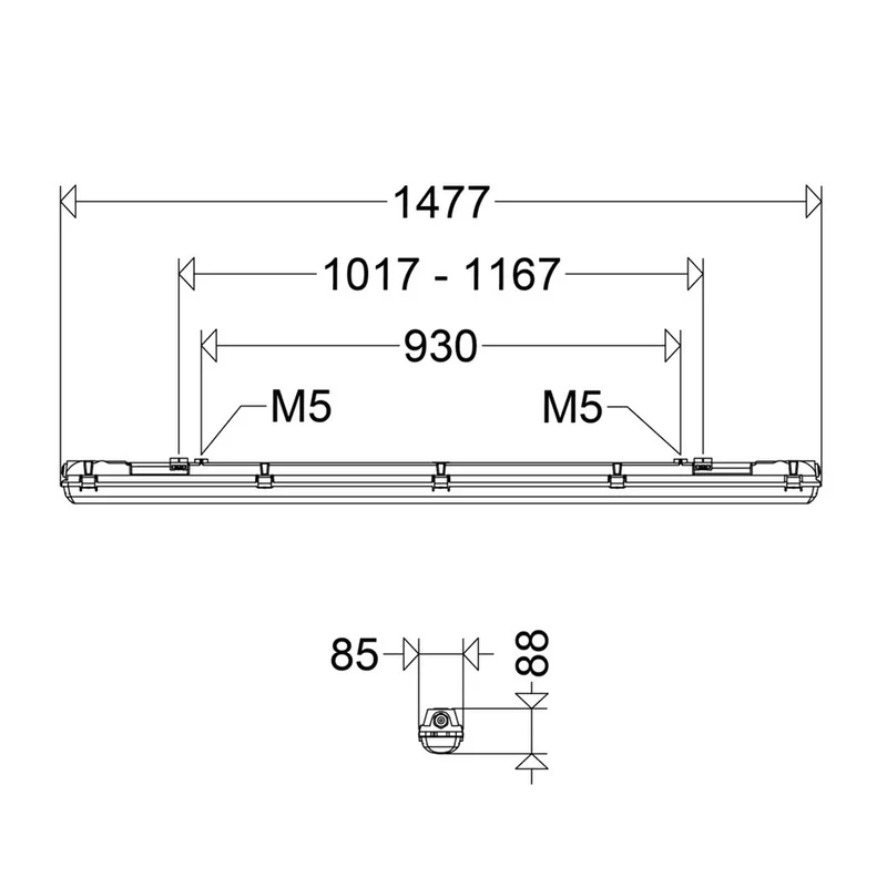 Lira V2 LED-Feuchtraum-Wannenleuchte